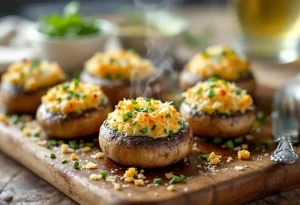 Champignons farcis au four, à l’ail et aux fines herbes : l’apéro chaud, ultra fondant et croustillant