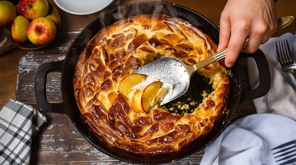 Ce gâteau aux pommes sans four va te sauver les desserts (prêt en 10 min à la poêle)